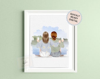 Custom Friend Prints, Friends Portrait Illustration, Personalised Wall Art, Best friends Gift picture, Personalised Gift For Friend, BFF