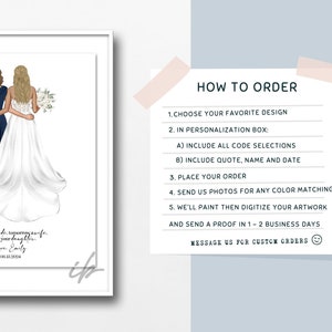 Mother of the Bride, Print, From the Bride, Modern, Gifts for Mom, Illustrated Wedding Portrait, Custom Wedding Portrait, Personalized Gift image 2