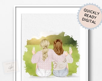 Best Friend Gift Personalized, Custom Portrait, Best Friend Birthday Gifts For Her, Friendship Gift, Watercolor Best Friend Gift For Women