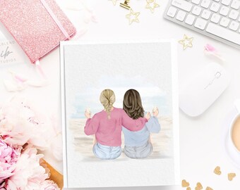 Custom Best Friend Portrait, Best Friend Gift, Faceless Portrait Print, Custom Portrait, Best Friend Birthday Gift, Watercolor illustration