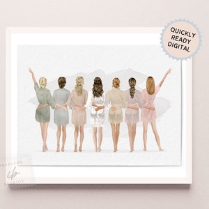 Bride Squad, Print, Bridesmaid Gift, Classy, Wedding Portrait Drawing, Personalized Custom Maid of Honor Gift, Bachelorette, Bride or Die