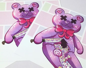 Candy Bear Yami Kawaii, Menhera, Creepy Cute Large Square Print 29.7cm