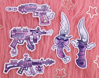 Magical Weapon Sticker Set - Kawaii Guns & Daggers