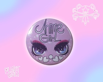 Anime Girl Badge, Large 7.6 CM Badge, kawaii fairy kei, decora  accessory