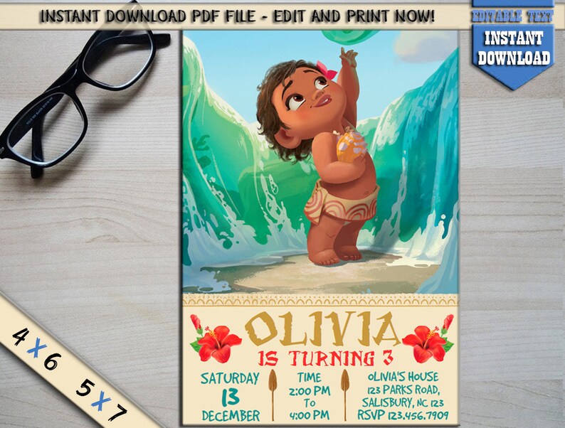 Moana Editable,Moana Party Moana Invitation Birthday Party Invite INSTANT DOWNLOAD/_Moana Birthday Invitation,Birthday Invitation Moana