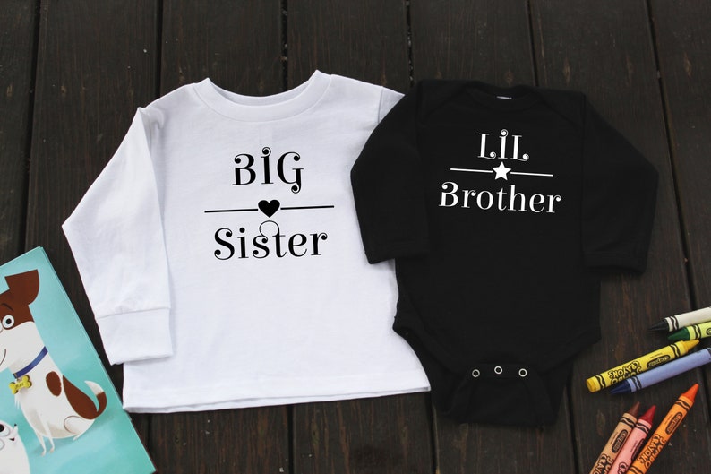 Sibling Outfit Little Brother Long Sleeve Shirt Little Bro Long Sleeve Outfit Big Sister Long Sleeve Shirt Big Sis