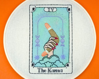 The Karma Tarot Card - Embroidery Hoop Art