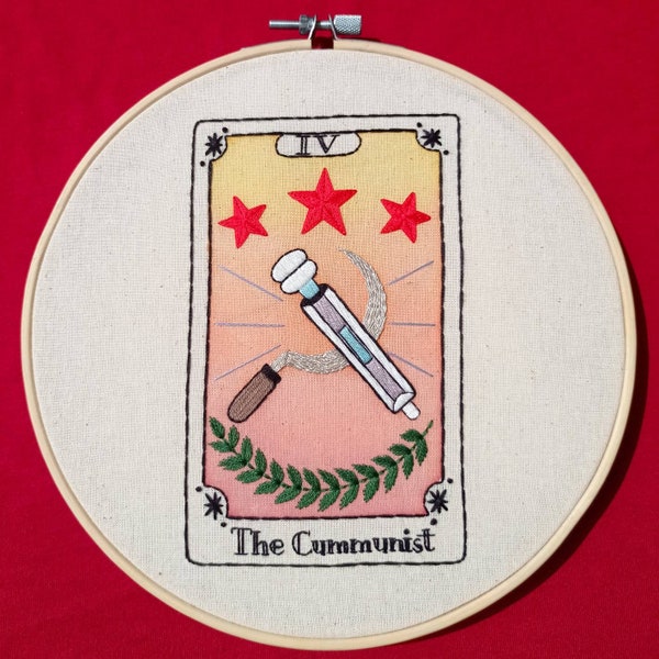 The Cummunist | Embroidery Hoop Art | OURgasm | Feminist Communist | Magic Wand | Empowerment | Wall Decor | Handmade