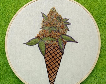 Gelato Embroidery Hoop Art | Ice Cream Decor | Handmade | Wall Hanging | Botanical Hippie Decoration