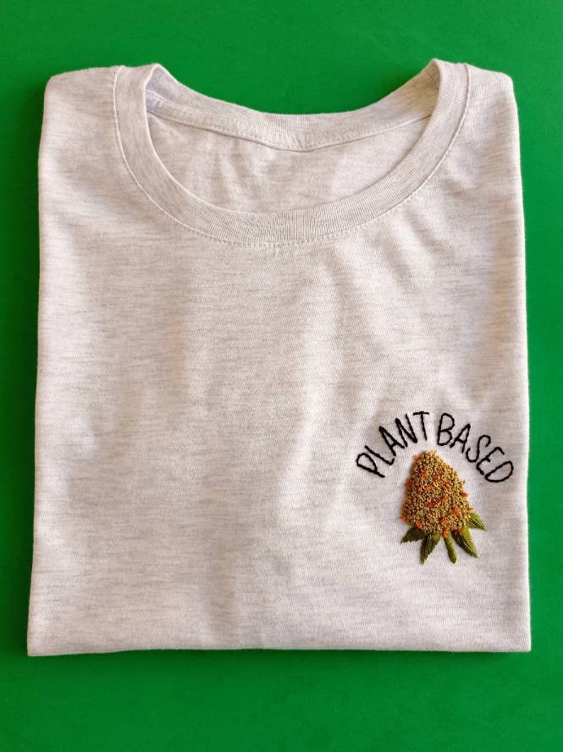 Plant Based Hand Embroidered T-Shirt image 2