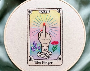 The Finger Card - Embroidery Hoop Art