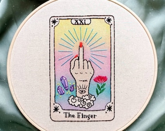 The Finger Card - Embroidery Hoop Art