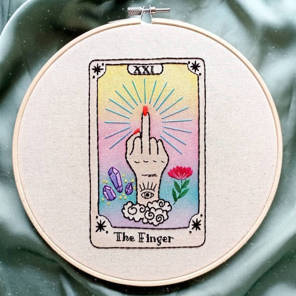 The Finger Card - Embroidery Hoop Art