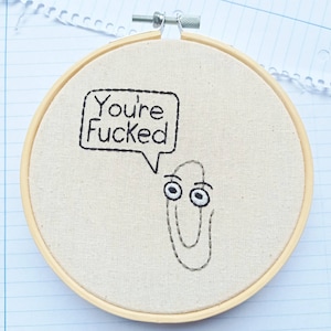 90s Nostalgic Pop Culture Character- Embroidery Hoop Art, Office Decor, Wall Hanging