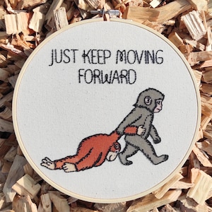 Baby Monkey Meme | Finished Embroidery Art | Wall Decor