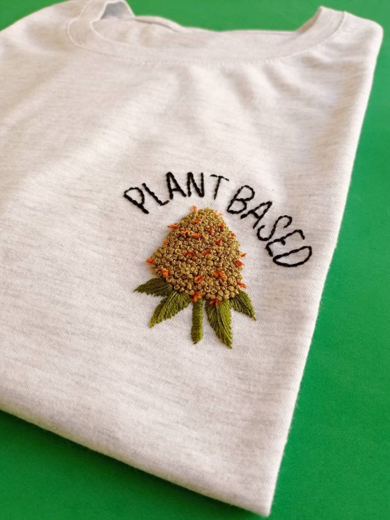 Plant Based Hand Embroidered T-Shirt image 1