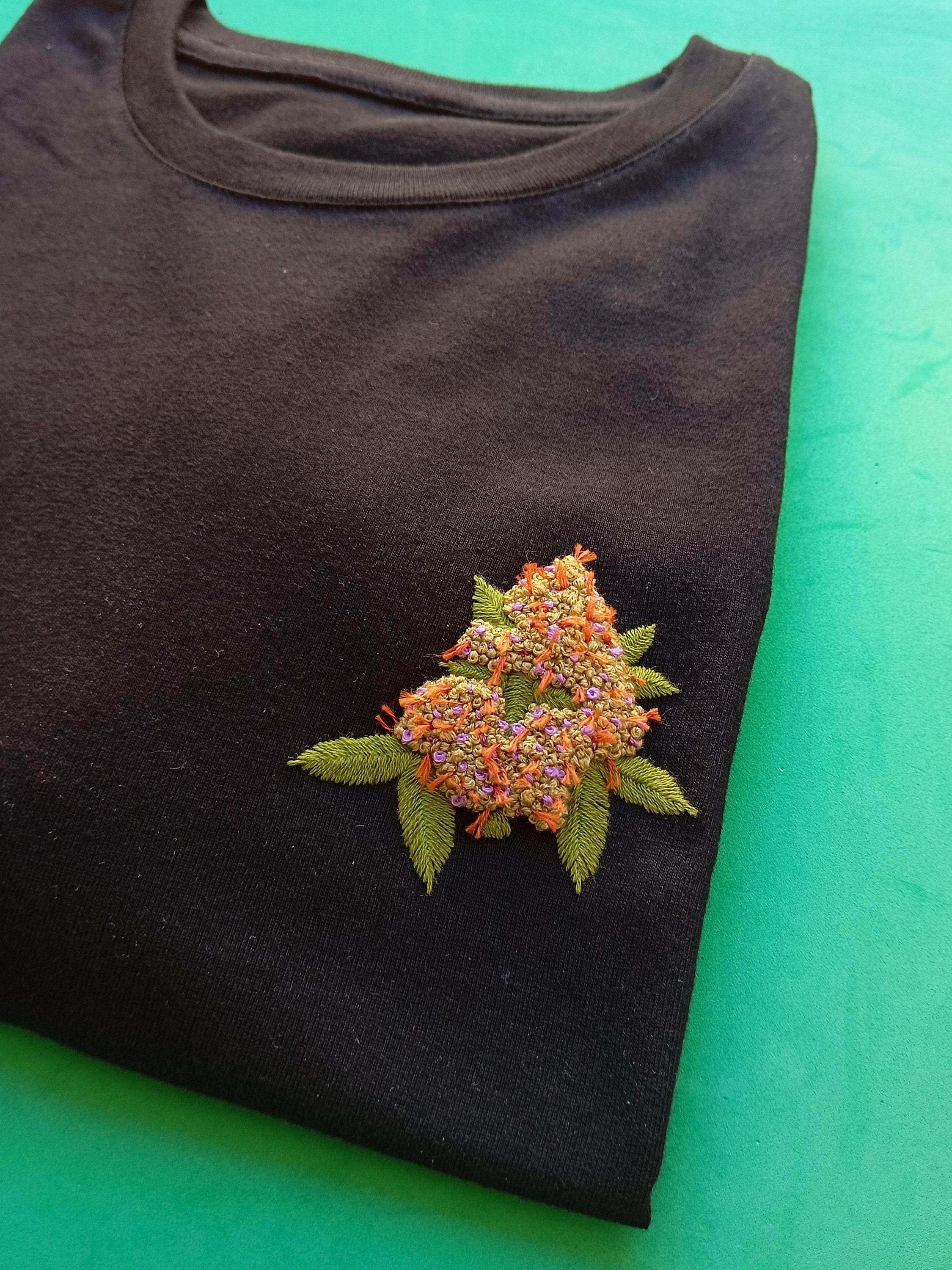 Flower Bud - Hand Embroidered T-shirt - Etsy
