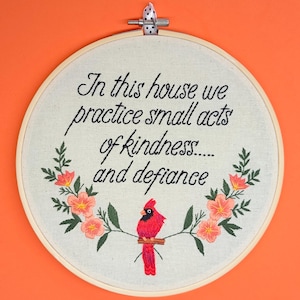 Cardinal | Finished Embroidery Hoop Art | Wall Decor | Door Sign