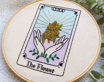 Embroidery Tarot Card The Flower | Hoop Art | Handmade | Wall Decor | Hanging | Funny Decoration