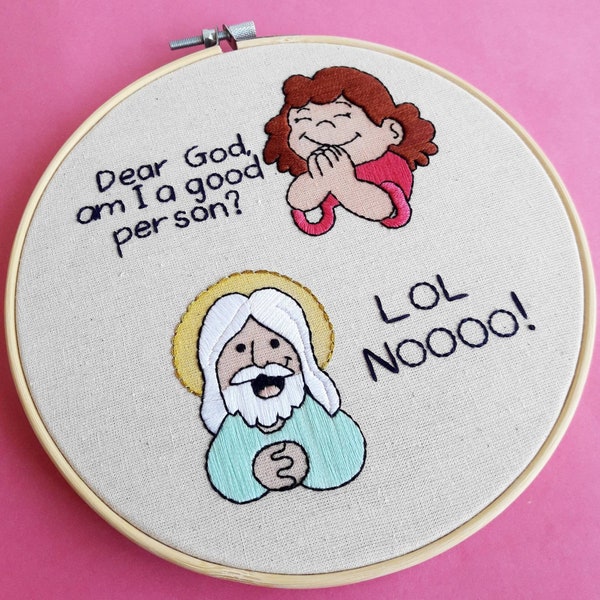 Child and God Embroidery Hoop Art
