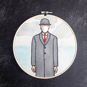 Magritte - The Son of Man - 2020 - Embroidery Hoop Art