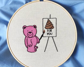 Teddy Bear - Embroidery Hoop Art