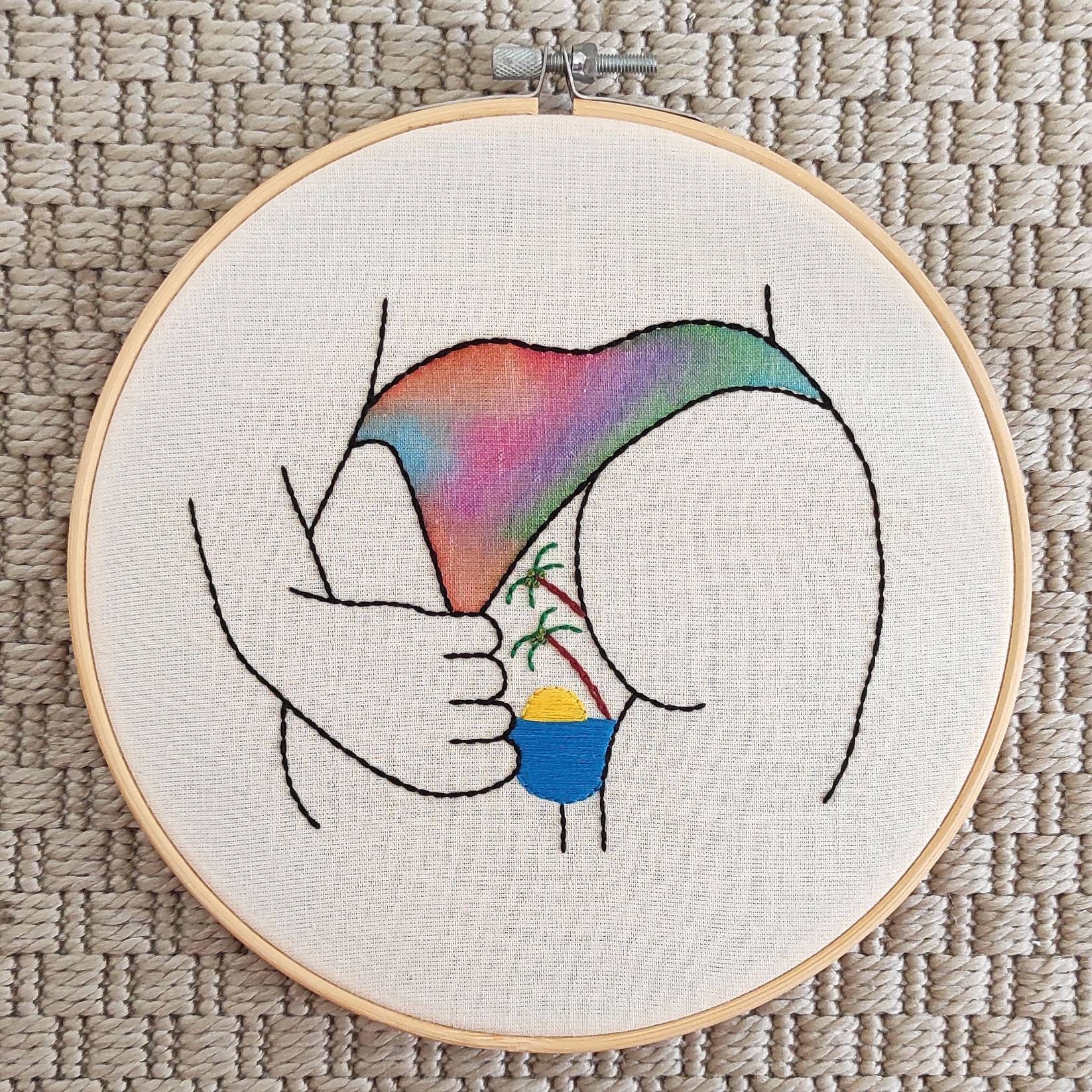 サマーパラダイス | 完成した刺繍アート | 壁の装飾 - Etsy 日本