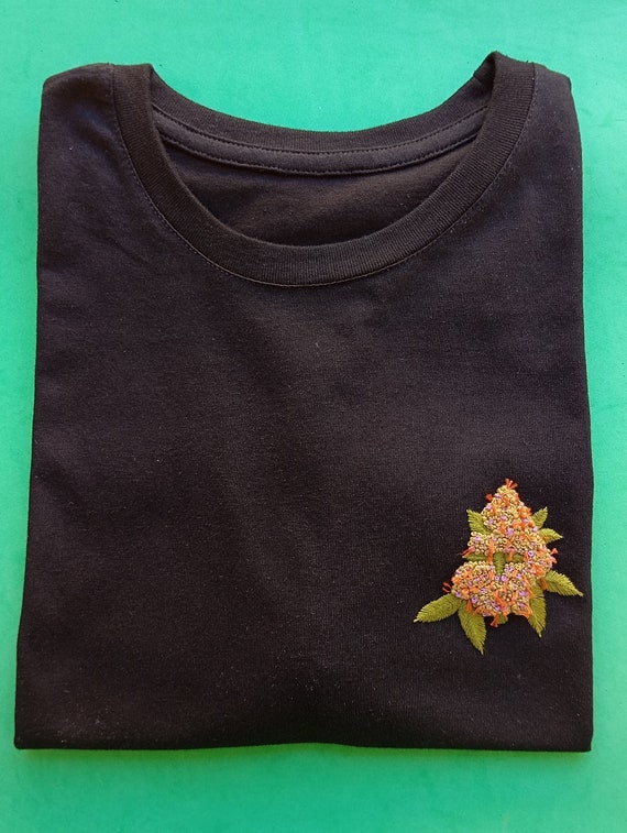Blossom Embroidered T Shirt Harajuku Streetwear Men Summer T