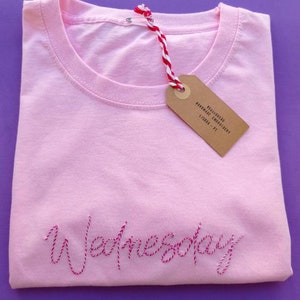 On Wednesdays We Wear Pink Hand Embroidered T-Shirt image 1