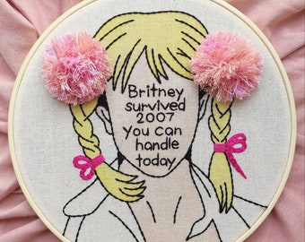 90s Pop Culture Icon - Embroidery Hoop Art - Motivational Wall Decor