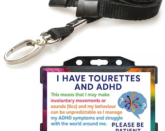 Tourettes & ADHD ID Card with Lanyard for Hidden Disabilities