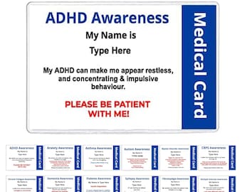 Personalized ADHD Awareness ID Card, Hidden Disability Card