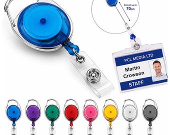 Uitschuifbare badgehouder | Premium Yo Yo ID-houder | Karabijnhaak | Badgehouder voor personeel | Beveiliging van NHS-lerarenkantoren | 8 kleuren