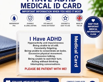 Personalized ADHD Awareness ID Card, Hidden Disability Card