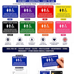 Urgent Toilet Access Card | Weak Bladder Medical Card | IBS Crohn's Colitis Toilet Pass | Incontinence Restroom Access | Plastic Wallet Card
