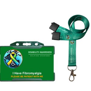 Fibromyalgia Awareness Hidden Disability Cards Lanyard & Badge World Symbol Uniting The World Together on Hidden Disabilities