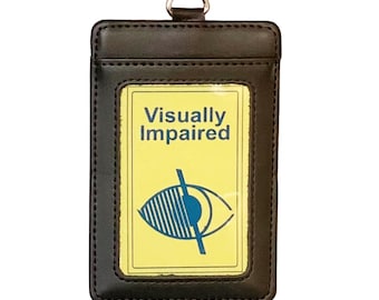 Visually Impaired Card – Hidden Disability PU Leather Holder & Neck Chain
