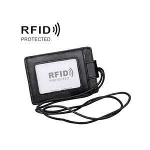 Porte-cartes d'identité RFID et porte-cartes de crédit en cuir exécutif avec lanière en cuir