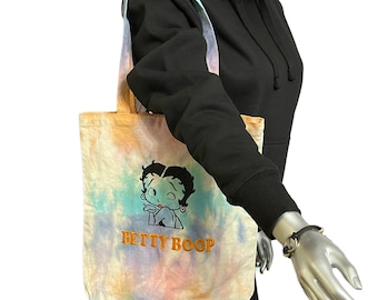 Betty Boop Ricamato Tie Dye Canvas Tote Bag