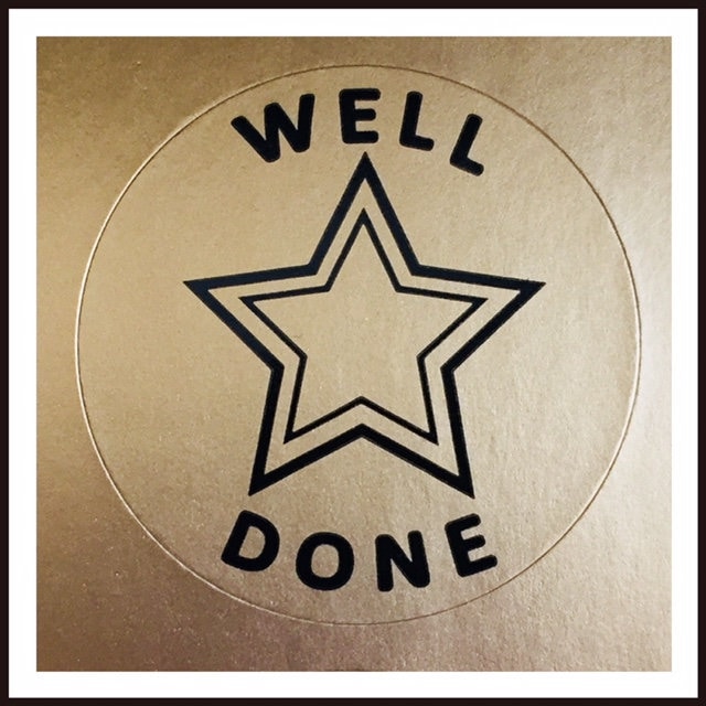 GOLD STAR Well Done Circular Reward Stickers / Labels for Teachers or