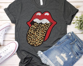 red lips leopard tongue shirt