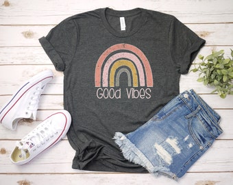 Good Vibes T Shirt | Boho Rainbow Shirt | Gift