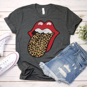 Red Lips Leopard Print Tongue T Shirt | Fashion Lover Shirt