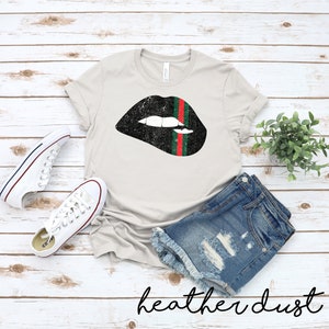 Black Lips Red Green Stripes T Shirt | Fashion Lover Gift