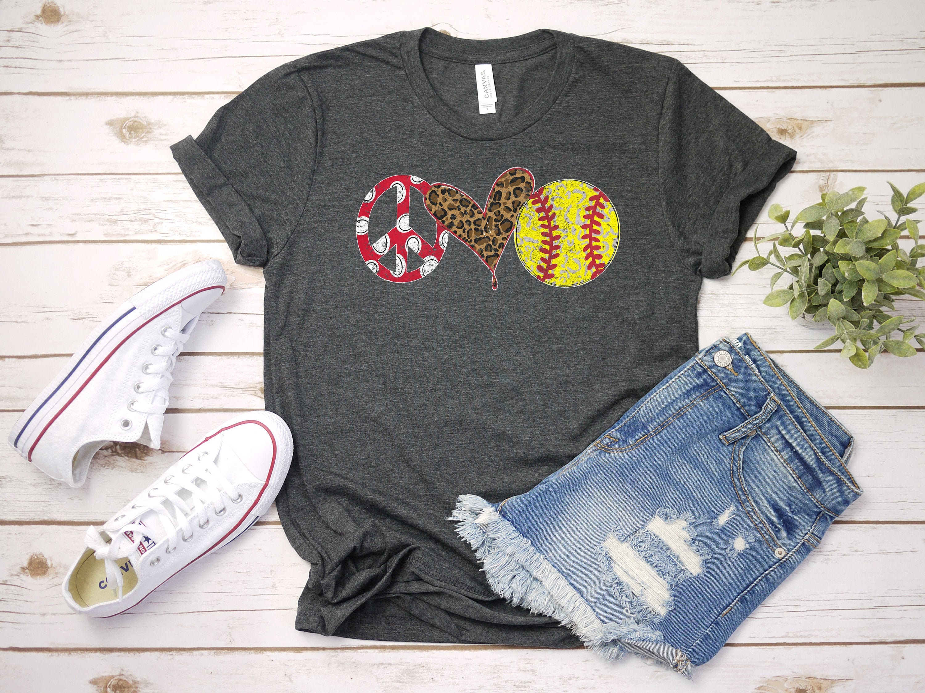 Camiseta de softball de la paz del amor camiseta del softball Etsy