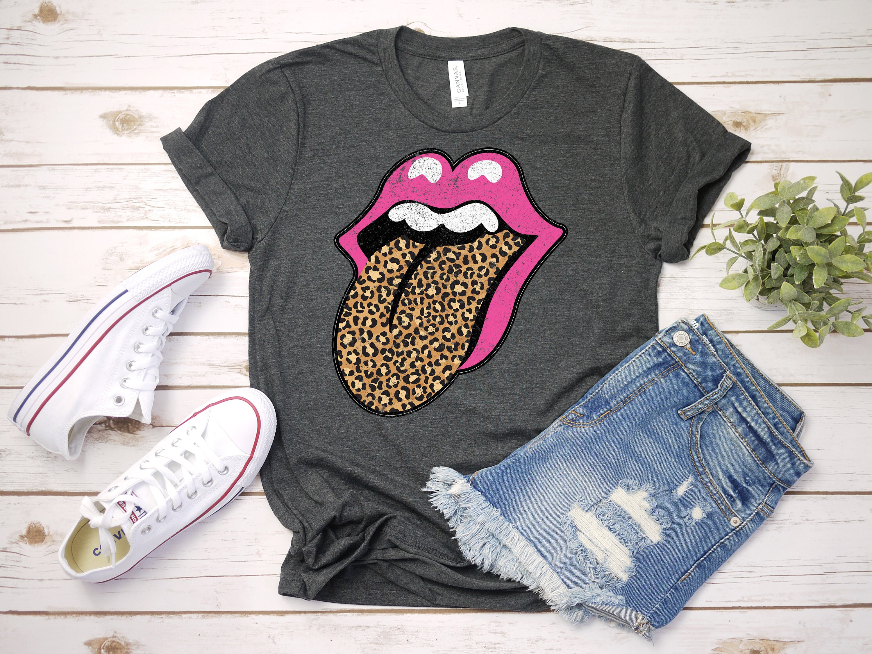 Pink Lips Leopard Print Tongue T Shirt Fashion Lover Shirt Cheetah