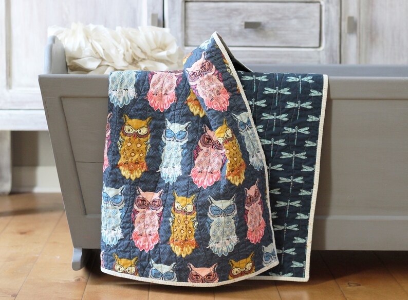 woodland crib quilt woodland nursery decor owl baby quilt modern owl decor gender neutral baby bedding handmade baby quilt