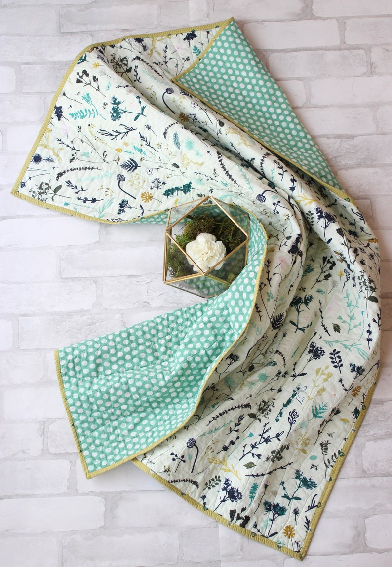 Botanical Baby Quilt Modern Baby Quilt Handmade Baby Quilt Etsy
