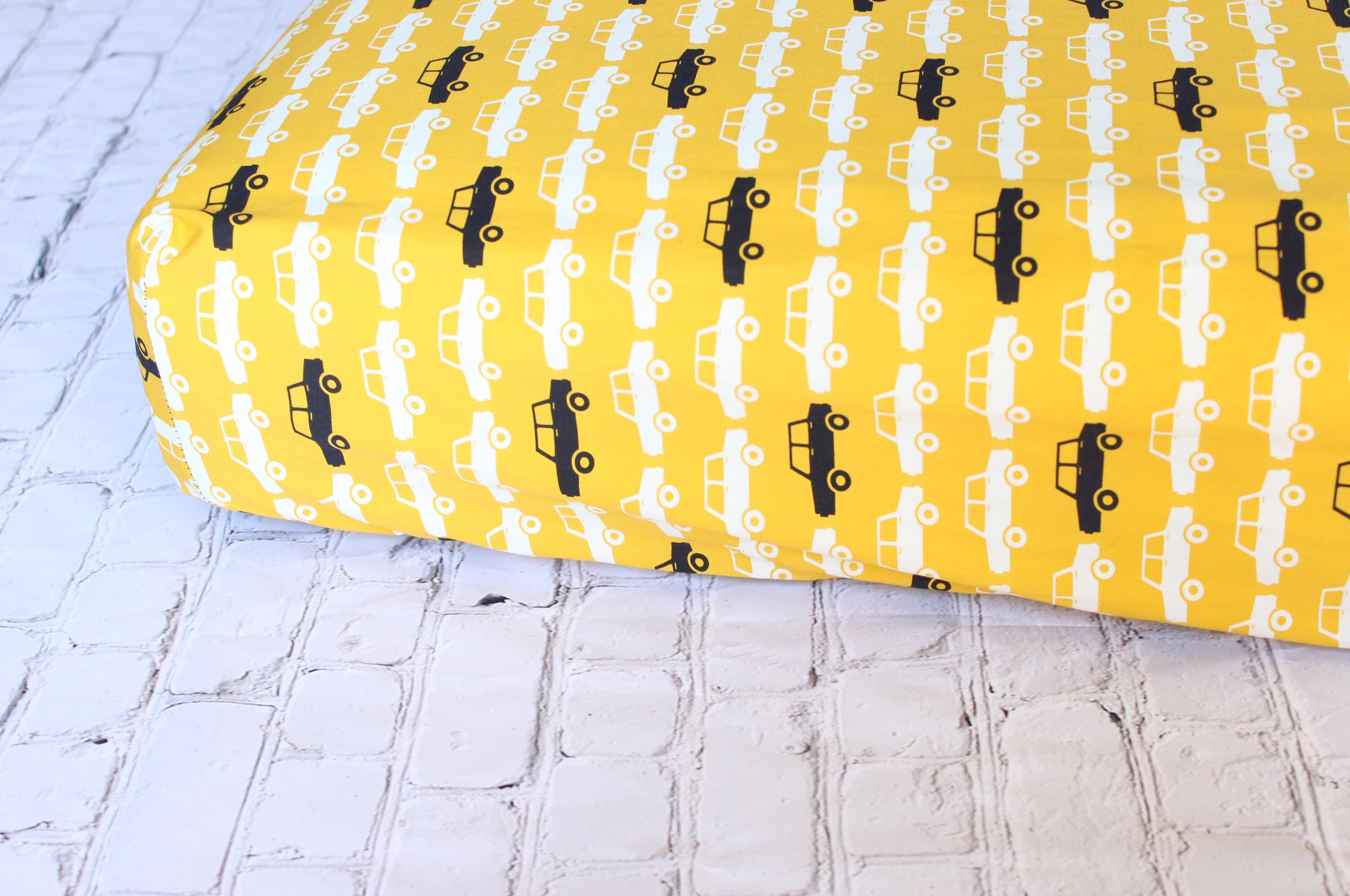 Crib sheet or changing pad cover modern gender neutral car | Etsy