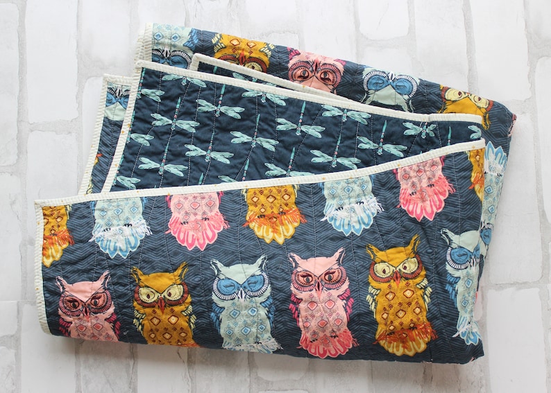 woodland crib quilt woodland nursery decor owl baby quilt modern owl decor gender neutral baby bedding handmade baby quilt